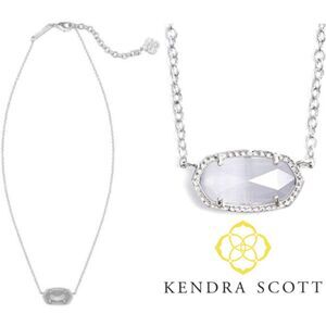 NWOT Kendra Scott Elisa Pendant Silver Necklace in Slate Cat Eye's glass